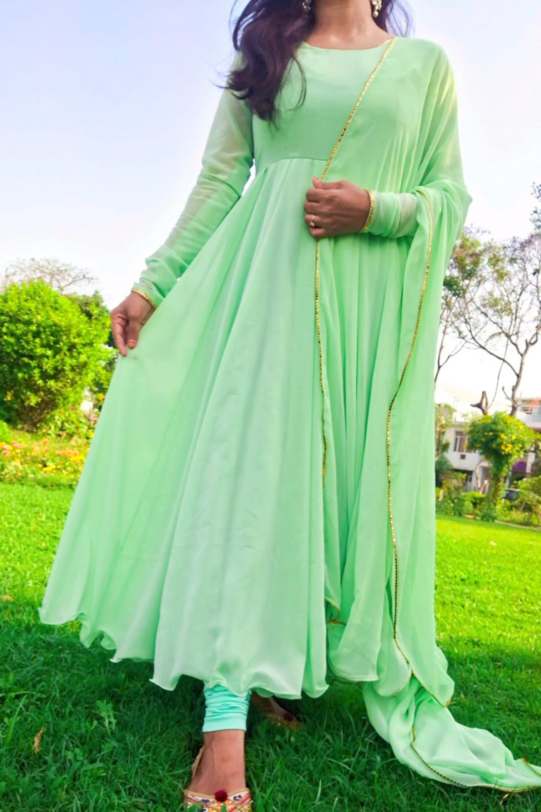 Flared Anarkali Suit with Dupatta